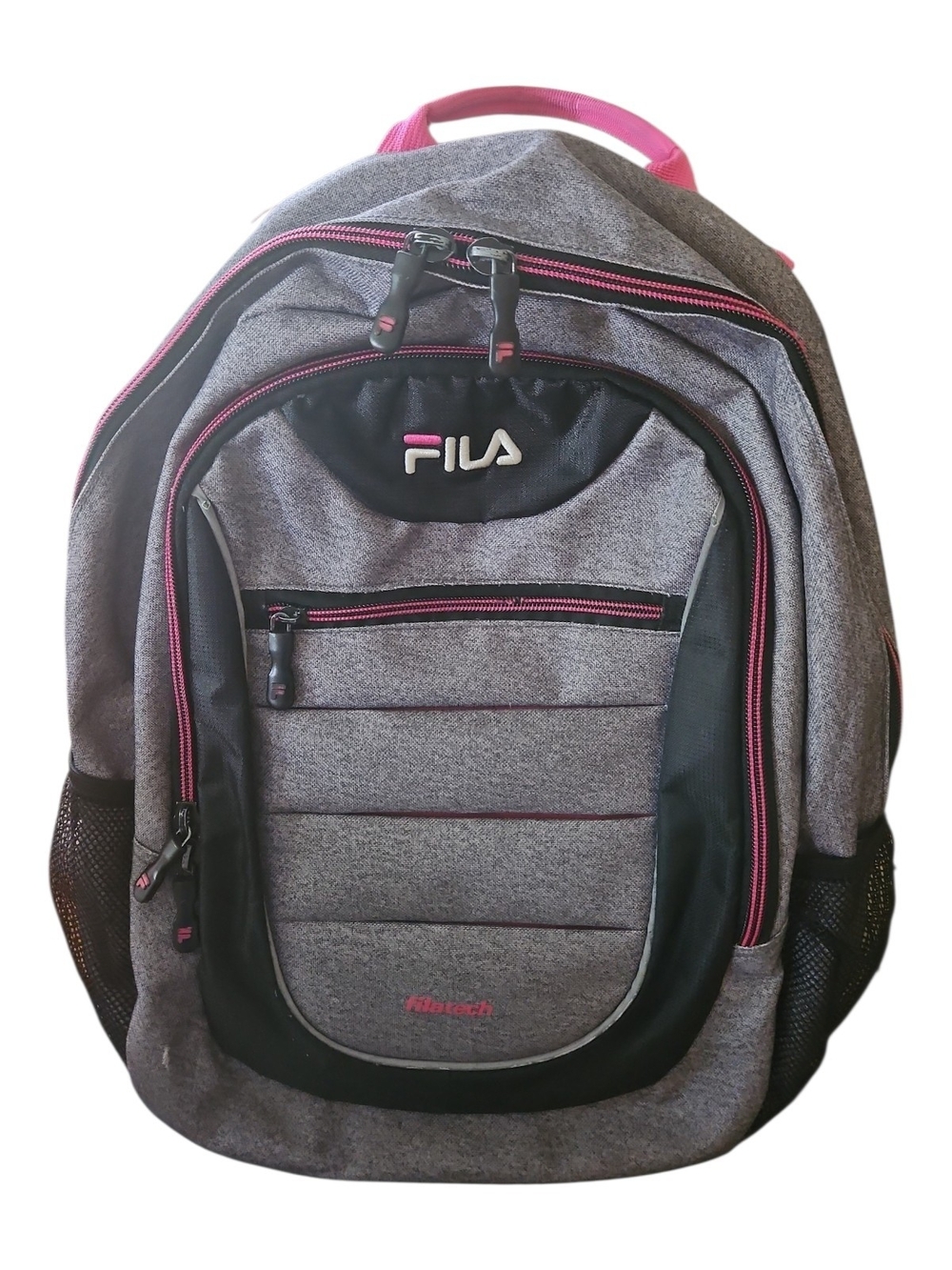 FILA Filatech Grey Backpack with Pink Accents